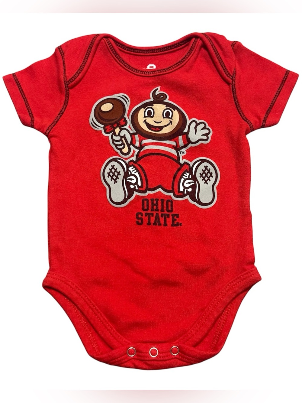 Ohio State Buckeyes Baby Bodysuit 3-6M Red Bucky Mascot Team Athletics